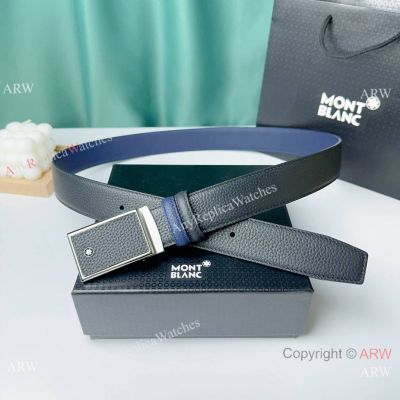 New Replica Mont Blanc Blue Black Reversible Belt Buckle 34mm